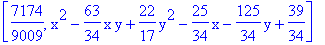 [7174/9009, x^2-63/34*x*y+22/17*y^2-25/34*x-125/34*y+39/34]